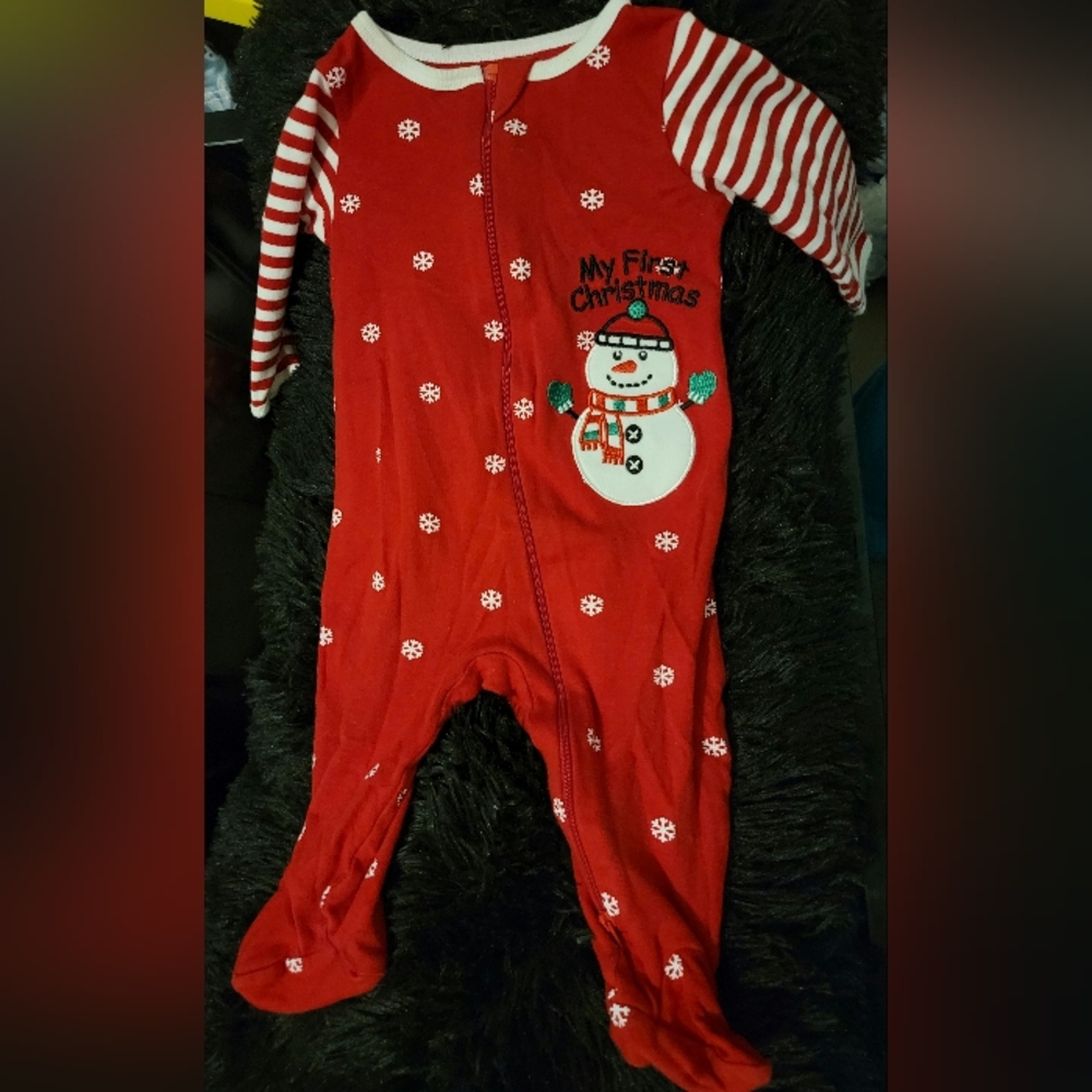 Holiday Time Gender Neutral My First Christmas Footie One-piece Pajama, 6-9 mont